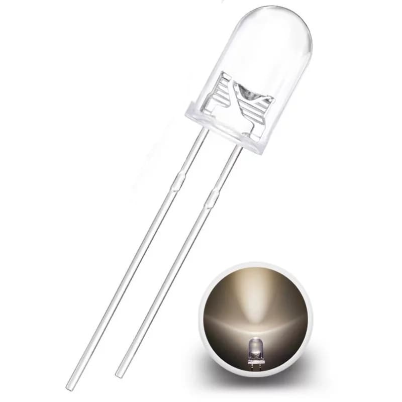 LED Dióda 5mm, Teplá biela