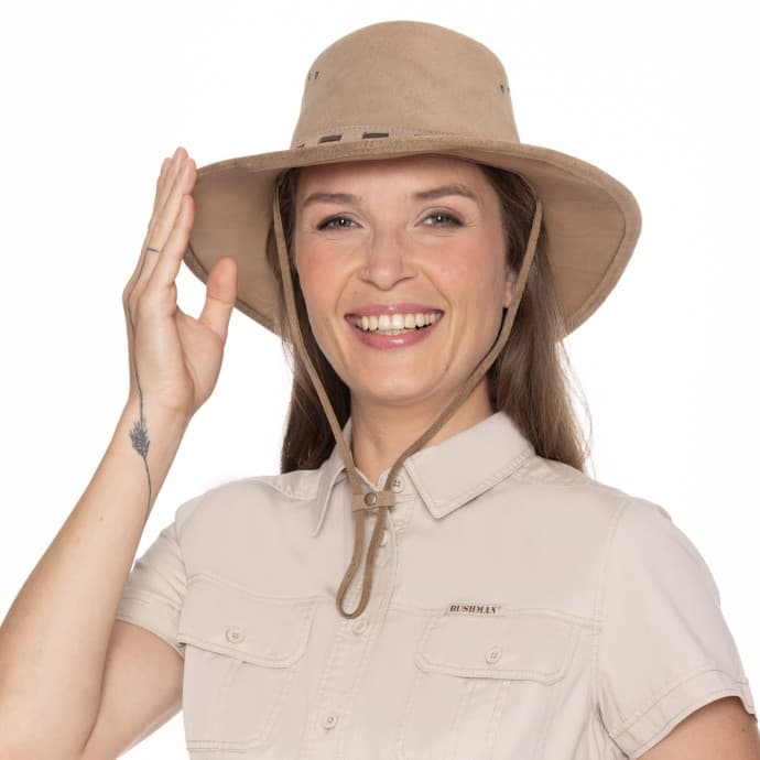 Bushman Pánsky a dámsky kožený klobúk One Ten, khaki XL
