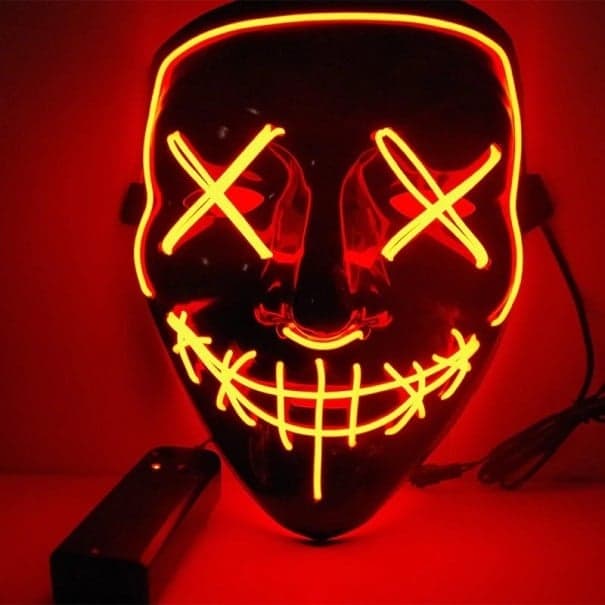 Halloweenska svietiaca maska červená