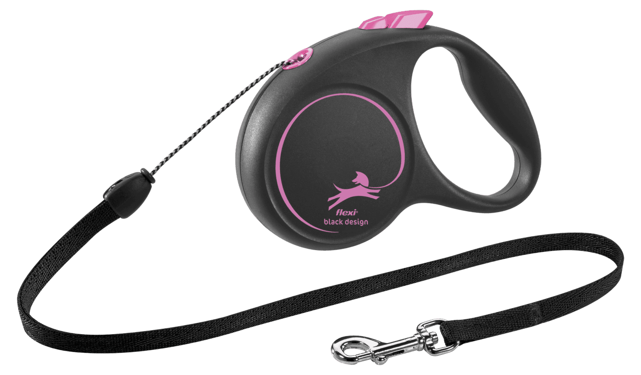 Flexi vôdzka Black Design lanko S 5 m ružové