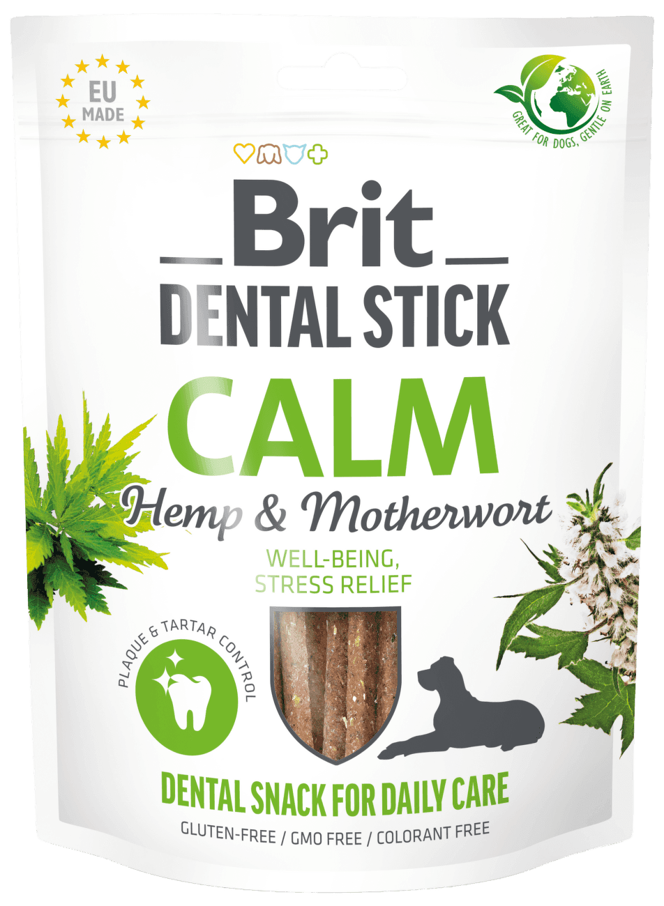 Brit Care dog dental stick na upokojenie, konope a mat. dúška 7 ks