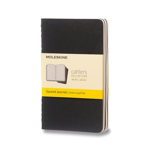 Zošity Moleskine Cahier S, štvorčekový, 3 ks, čierne
