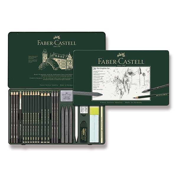 Grafitové ceruzky Faber-Castell Pitt Monochrome Graphite súprava 26 ks