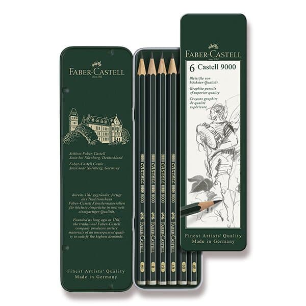 Grafitové ceruzky Faber-Castell 9000 súprava 6 ks