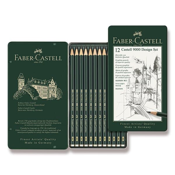 Grafitové ceruzky Faber-Castell 9000 Design súprava 12 ks