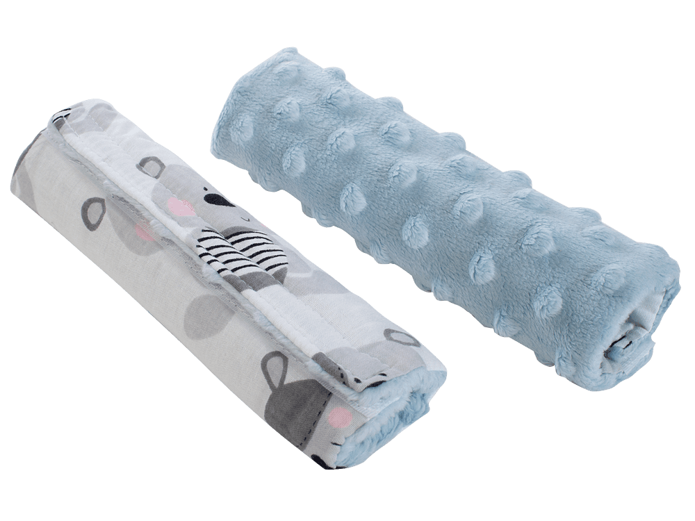 Medi Partners Stroller belt protectors (2 pcs.) cotton + minky – Teddy + blue minky