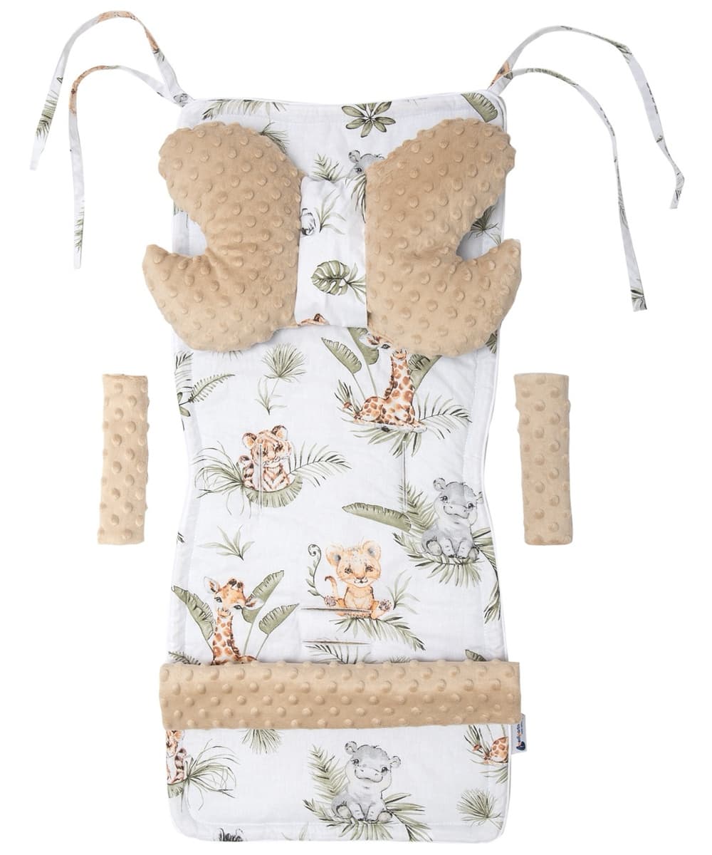 Medi Partners Stroller insert in a 4-piece set - Safari + beige Minky