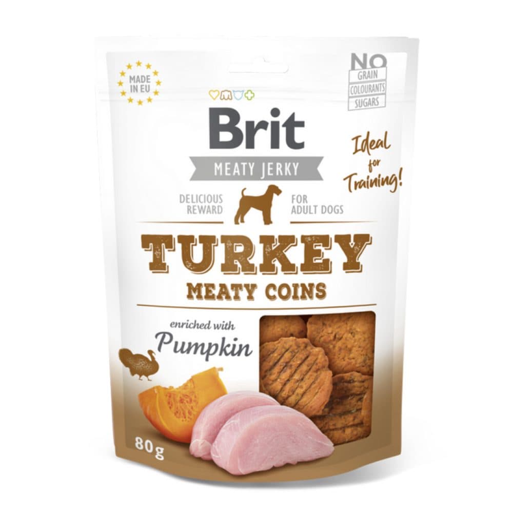 Brit Jerky Turkey Meaty Coins 80 g | Maškrty pre psov