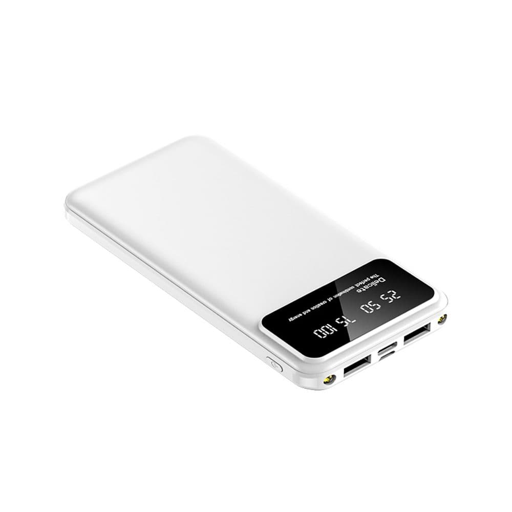 Powerbanka 10000mAh, 2x USB, 1x USB-C, s LED svetlom, biela