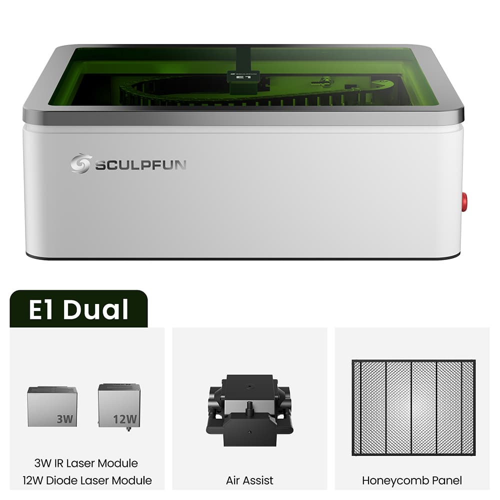 SCULPFUN E1 Duálny 12W 3W uzavretý laserový gravírovací stroj
