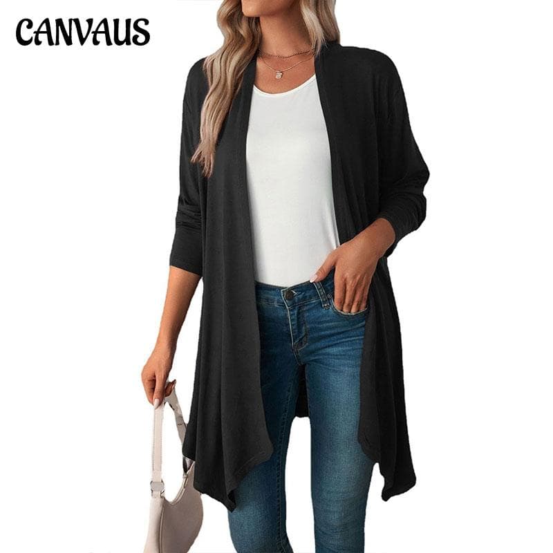 Jar Jeseň Dámsky Cardigan Jednofarebný Cardigan Cardigan Kabát Dlhý štýl Topy Žena cm biela