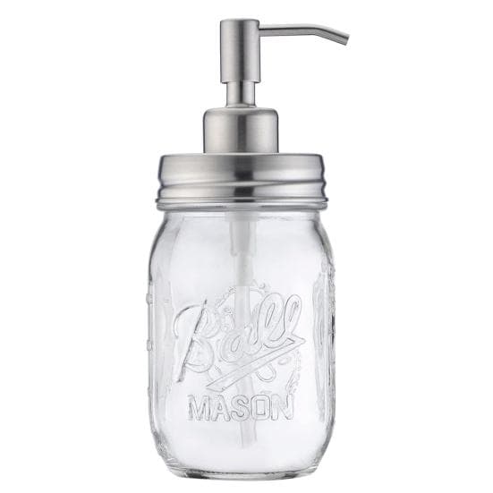 480ml Kúpeľňové mlieko Tekuté mydlo Nerezový dávkovač typu Mason Jar s kefkou čistá