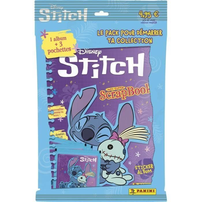 Album + 3 pochettes - PANINI - STITCH 2 - MON SUPER SCRAPBOOK - 15 stickers