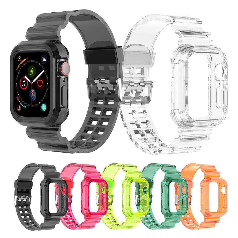Priehľadný remienok + puzdro pre Apple Watch Series 8 7 6 SE 5 4 45 mm 44 mm 42 mm 41 mm Priehľadný remienok TPU pre iwatch 3 2 1 38 mm 40 mm