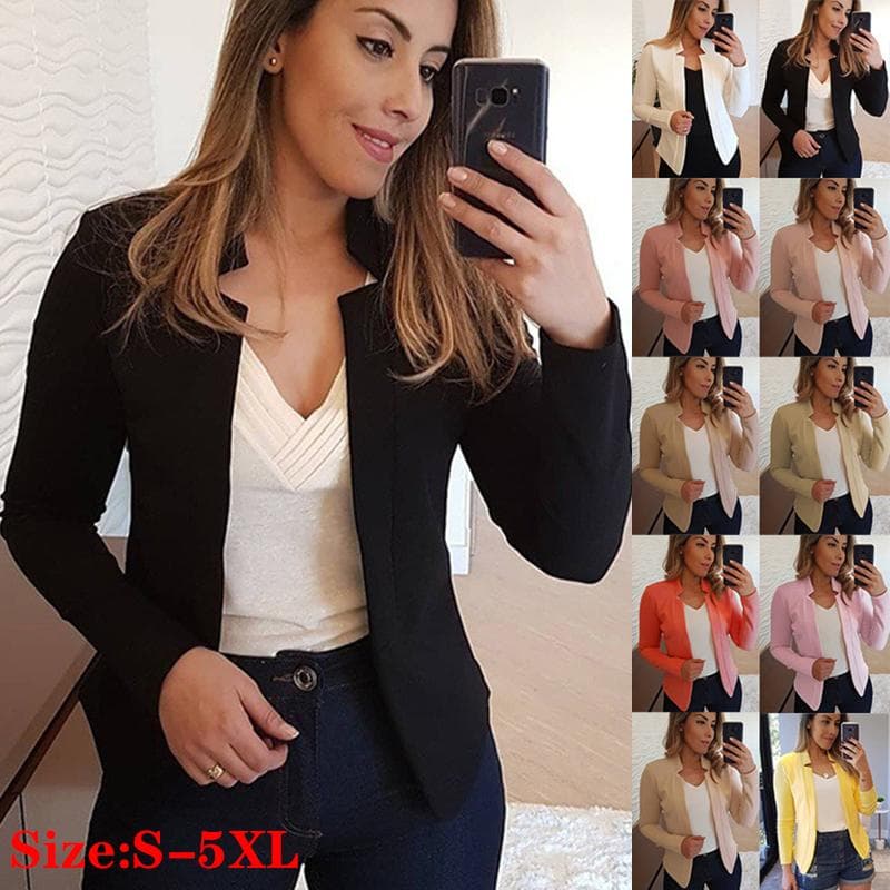 Jednofarebné Dámske Blazer Veľká veľkosť Bunda Oblek Polyester Kancelárske obleky Bundy Vrchné oblečenie Pre firmy cm červená