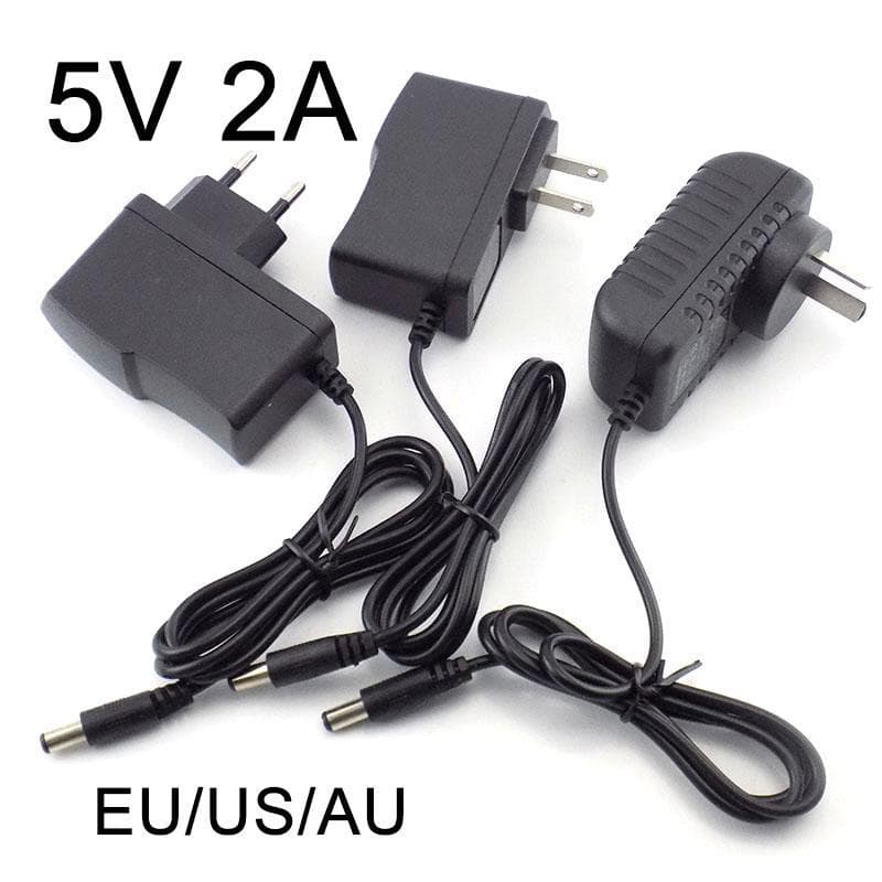 DC 5V 2A napájací adaptér napájanie AC na jednosmerný prúd 100V-240V konvertorová nabíjačka 2000mAh 5,5mm x 2,1mm US EU zástrčka pre LED