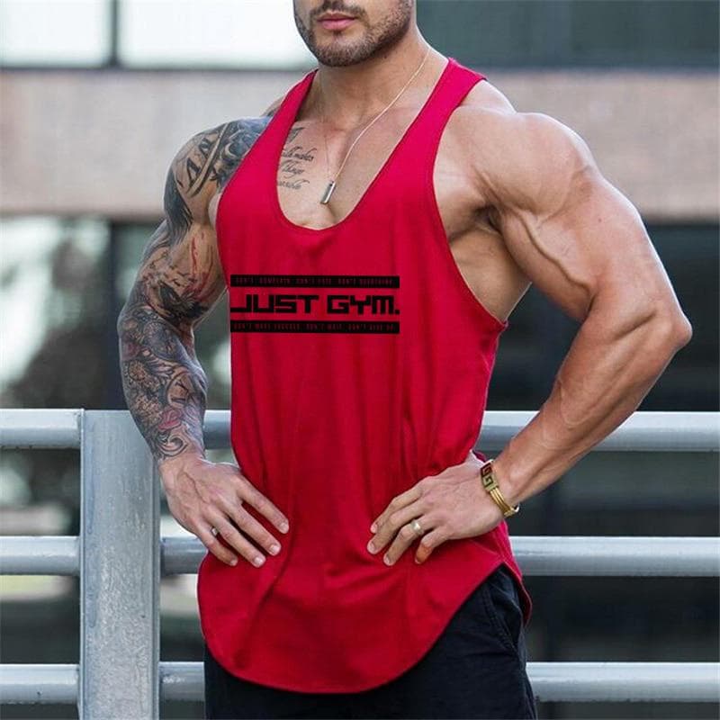 Muscleguys Just Gym Fitness Pánske Stringer Tielko Sieťovina Bodybuilding Tielko Svalové tielko Vesta bez rukávov cm červená