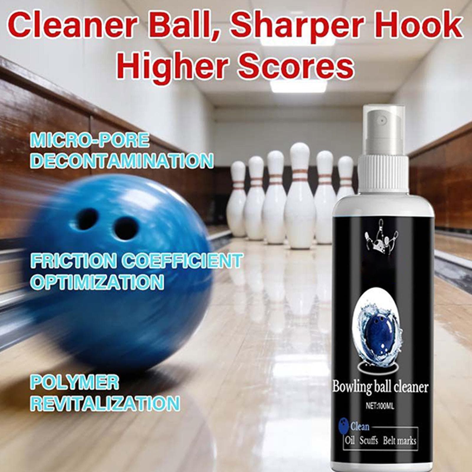 Bowling Ball Cleaner Spray 100ml Polishing Cleaning Spray with Towel Bowling Ball Polisher for Gym Billiards Golf Fastball