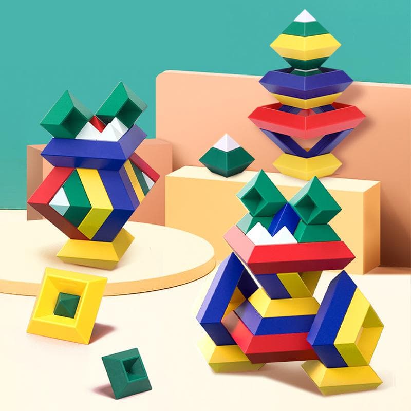 Detská stavebnica pyramída sada stavebnicových kociek 3D geometria vesmírna hra Montessori vzdelávacie hračky pre deti chlapec dievča