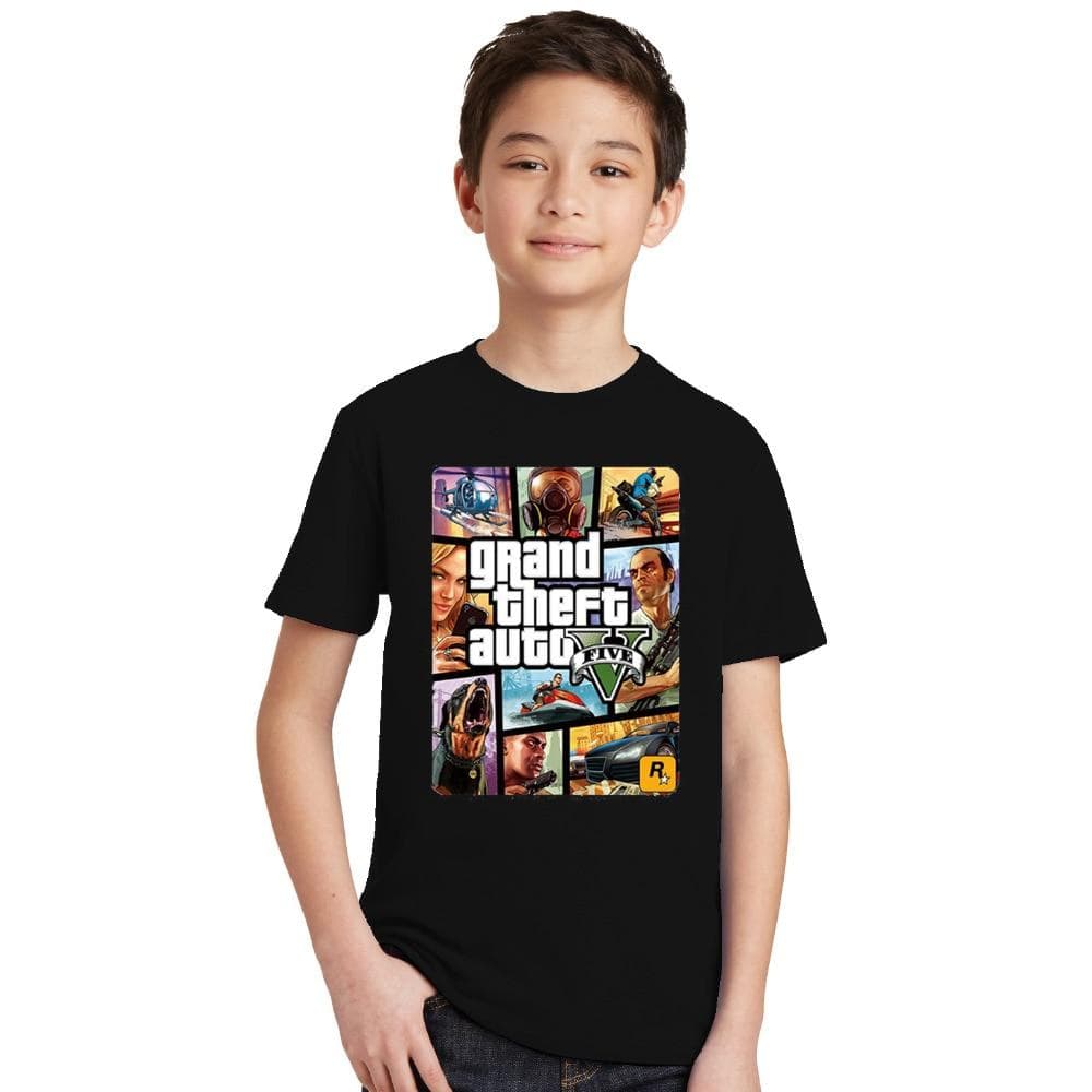 Letné detské chlapčenské tričko 1 gta tričko gta Street Fight Long s gta 5 oblečenie cm modrá