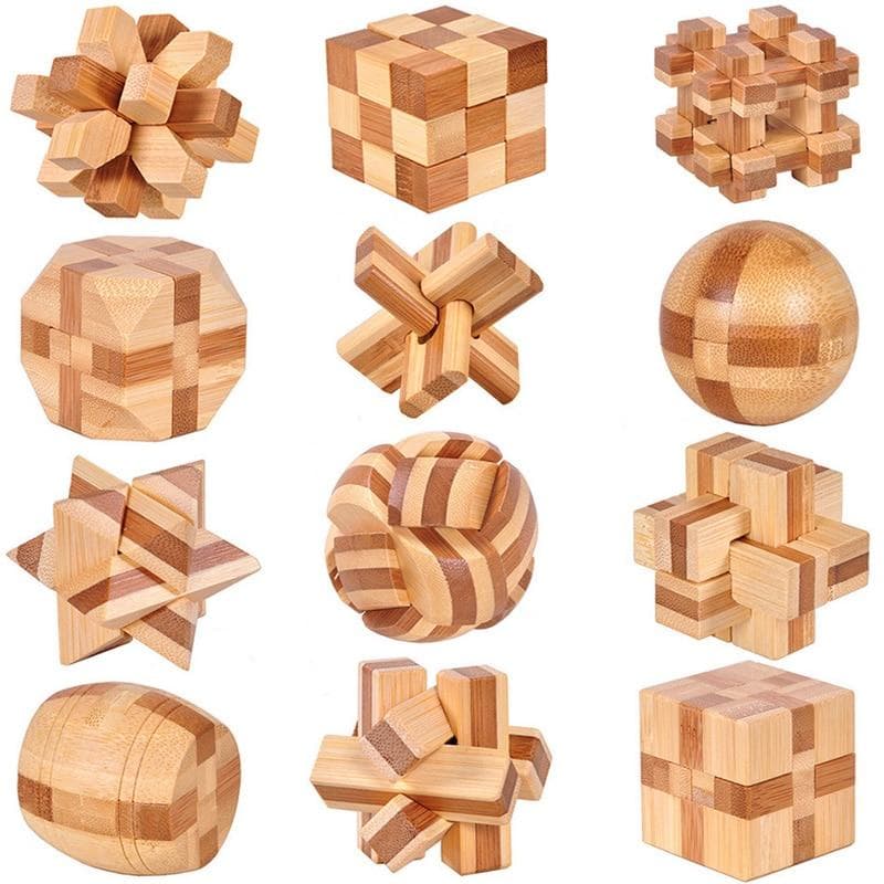 Drevený zámok Kong Ming Lock Lu Ban Lock IQ hlavolam Vzdelávacia hračka pre deti Deti Montessori 3D puzzle Hra Odomknutie Hračky Dospelý