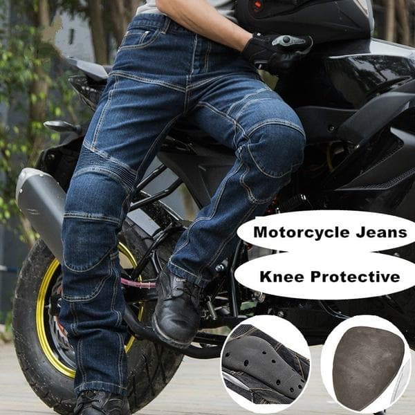 Vetruodolné motocyklové pretekárske džínsy Ležérne nohavice Pánska motorka Motokros Off-Road Ochranné Moto džínsy na kolená cm modrá