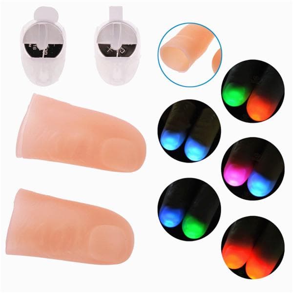 Magic Light Up Glow Trik s palcami a prstami Zobrazenie svetla zblízka pre kúzelníka na párty 2 ks červená