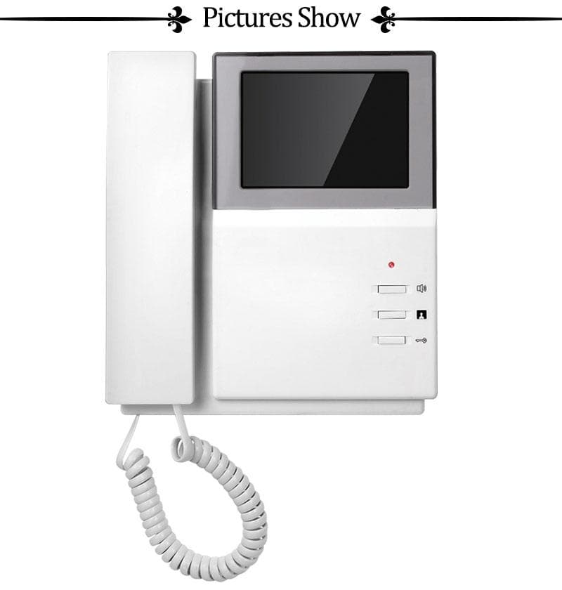 4,3-palcový farebný LCD videovrátnik Videointerkom Vnútorný monitor Káblový dverový interkom s vonkajšou IR kamerou zvončeka biela