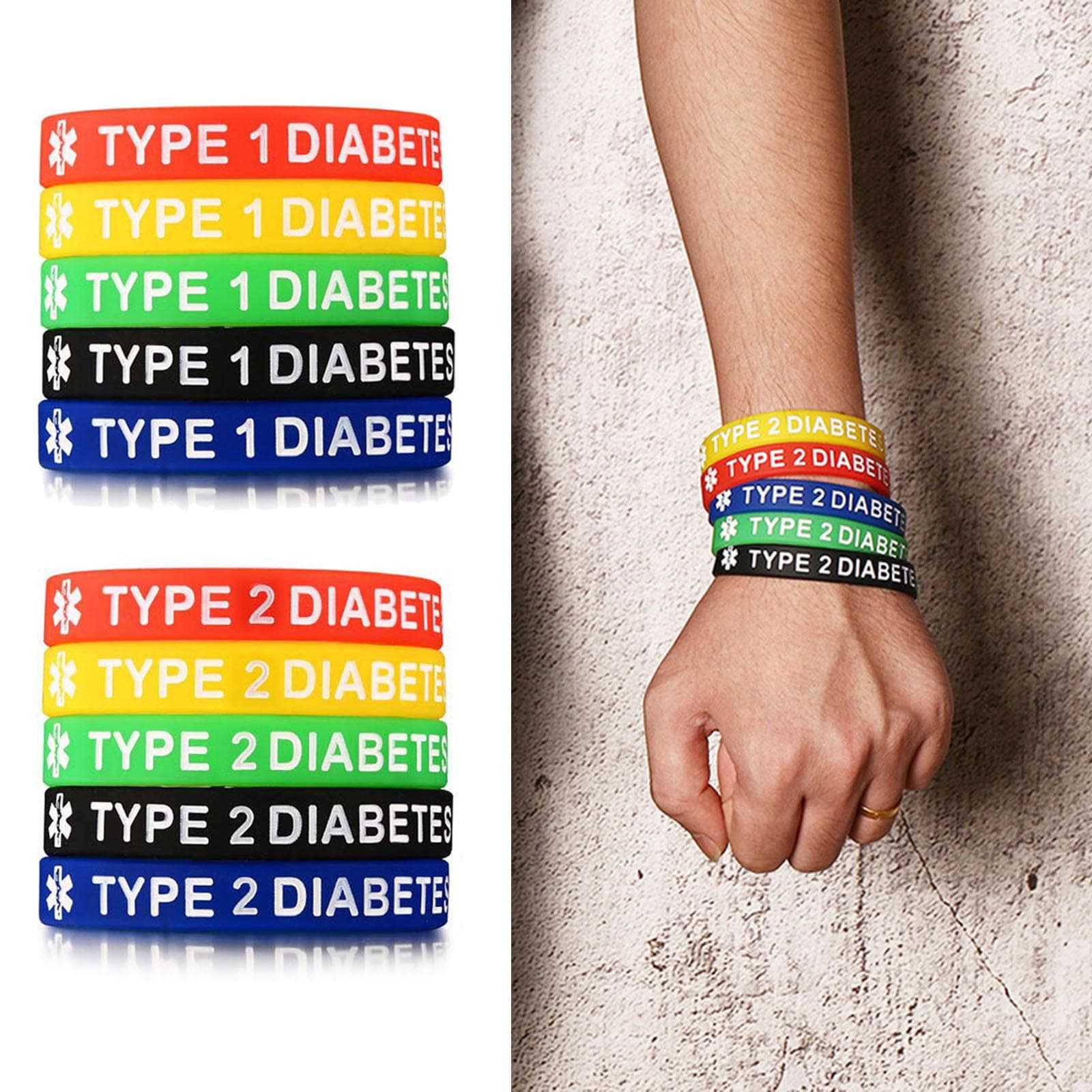 Silikónový náramok s ID náramok lekárskej núdzovej výstrahy pre mužov Ženy Unisex 5ks/náramok na hromadné upozornenie na zdravie 7,5'' cm