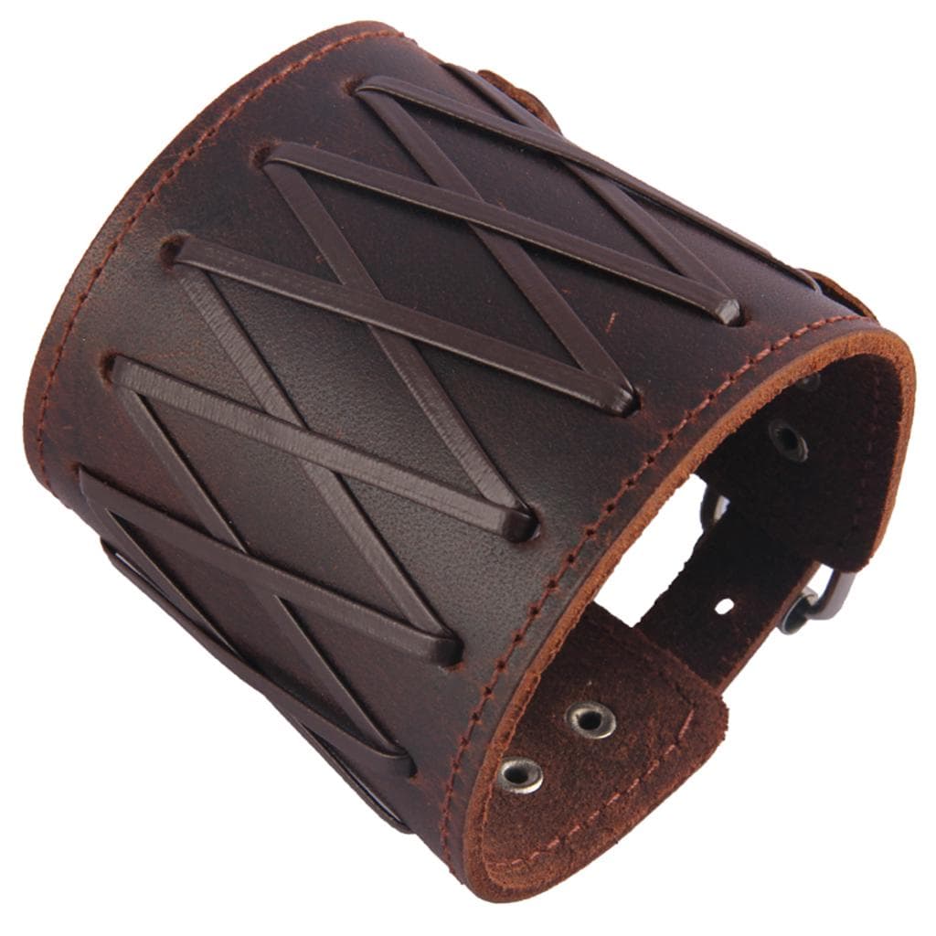 Punk Rock Gothic Leather Wrist Bracer Guards Arm Protector Wristband Brown hnedá