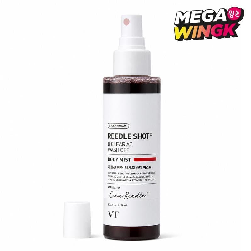VT Reedle Shot B Clear AC Odličovací telový sprej 150 ml – K-Beauty Sprej na starostlivosť o akné na chrbte