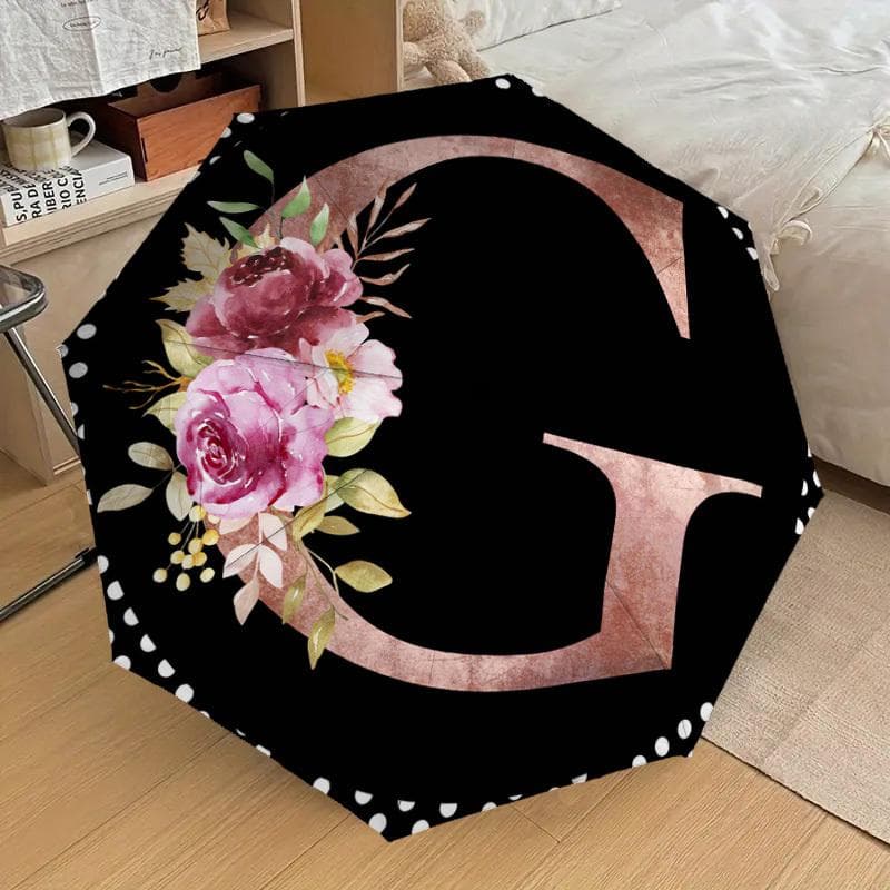 1PC Floral Monogram G Pattern Small Travel Compact Windproof Umbrella, Automatic Folding Umbrella, Automatic Open/Close ,Gift-111