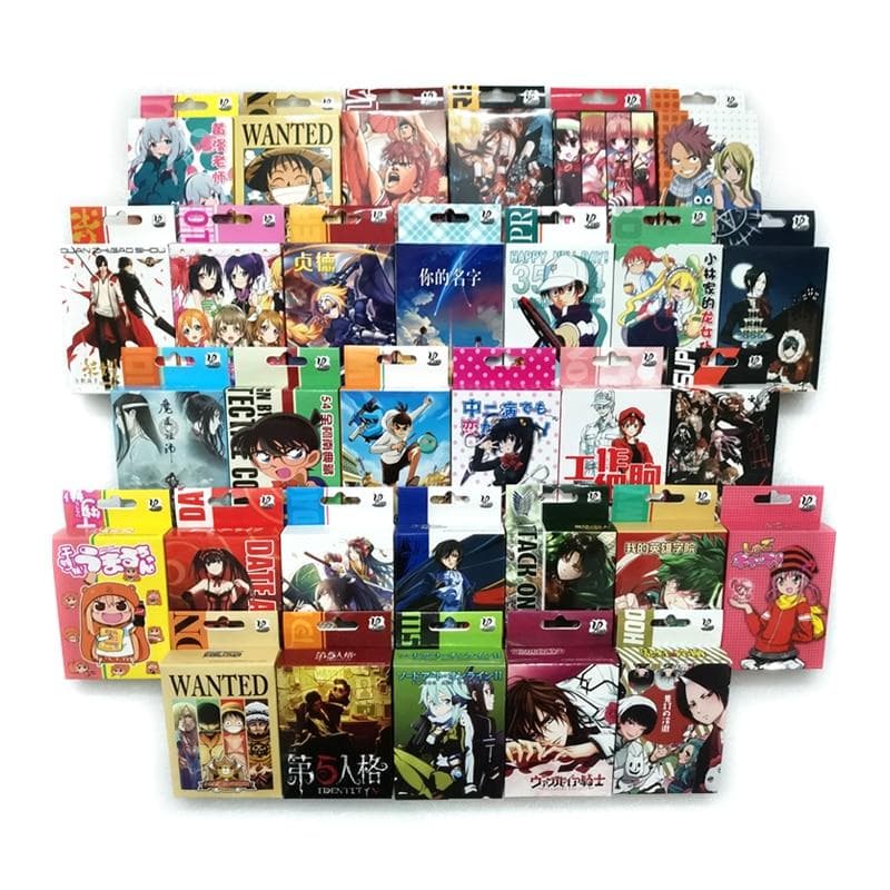 Anime pokrové karty Hračka SAO Fairy Tail Jujutsu Kaise Demon Slayer Danganronpa Karty stolových hier Poker Toys v pevnej väzbe darček