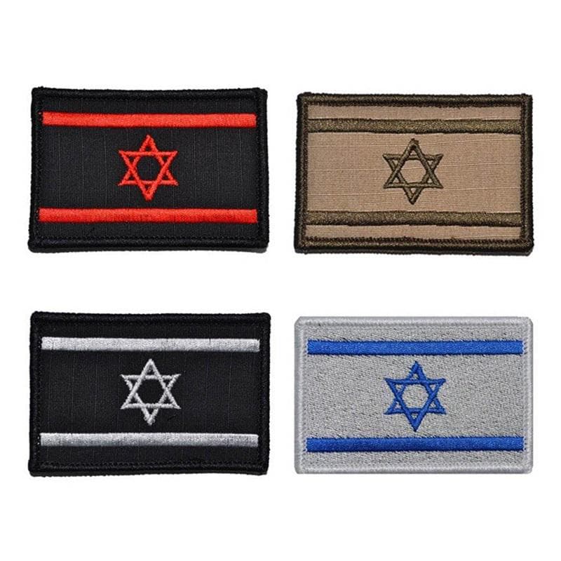 Izraelské vlajky Židovská armáda Vojenská vyšívaná nášivka na suchý zips Taktika Armbad Badget hnedá