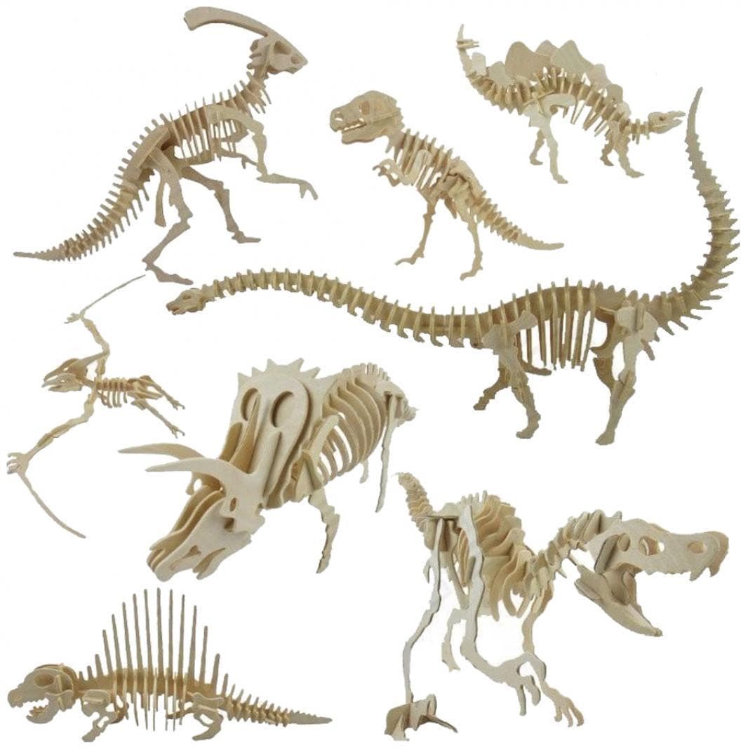 Zábavné 3D simulačné puzzle s kostrou dinosaura DIY drevená vzdelávacia hračka pre deti