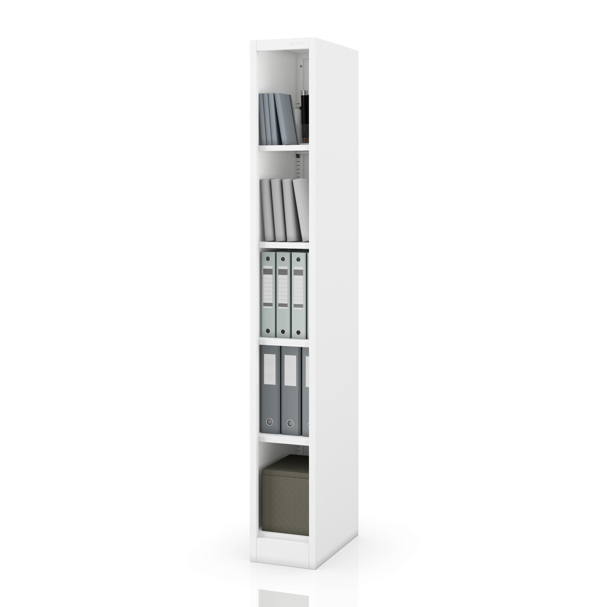 Úzky kovový archivačný regál na dokumenty biely, 250x1850x400 mm: TIM