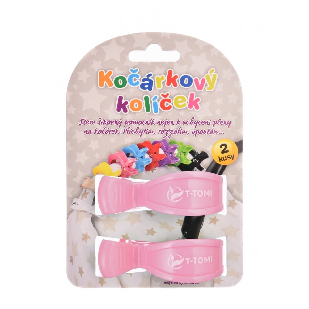 T-TOMI Kočíkové štipce pastel pink 2 ks