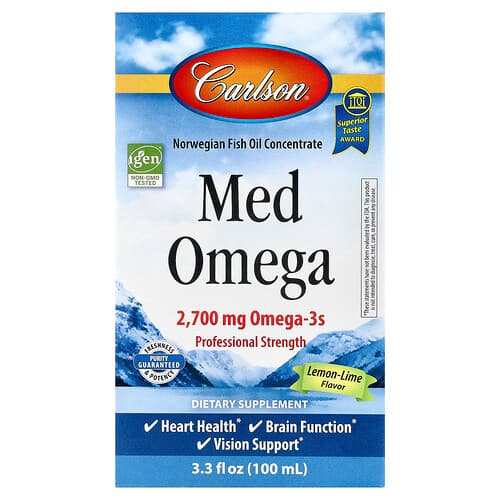 Carlson, Med Omega, citrón-limetka, 3,3 fl oz (100 ml)
