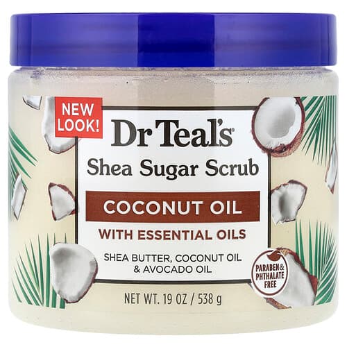 Dr. Teal's, Peeling s bambuckým cukrom, kokosový olej s esenciálnymi olejmi, 538 g