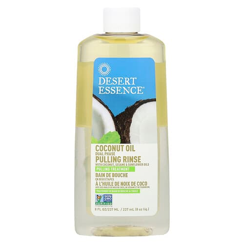 Desert Essence, Kokosový olej s dvojitou fázou, oplachovanie proti vytrhávaniu, 237 ml