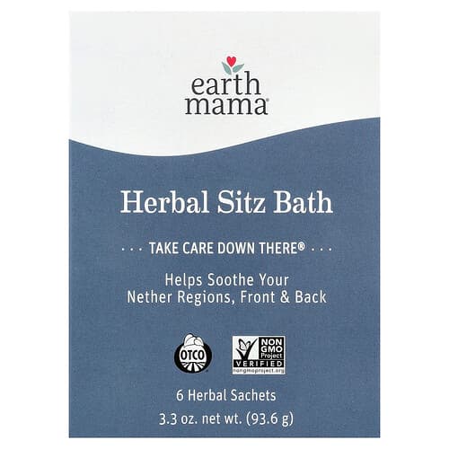 Earth Mama, Bylinný sedací kúpeľ, 6 bylinných vrecúšok, 93,6 g