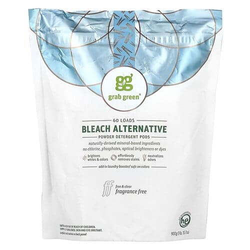 Grab Green, Alternatíva bielidla, kapsuly s práškovým pracím prostriedkom, bez vône, 60 dávok, 900 g
