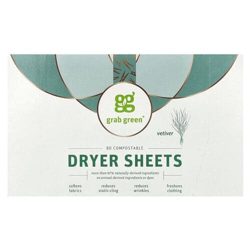 Grab Green, Sušiace utierky, Vetiver, 80 kompostovateľných utierok