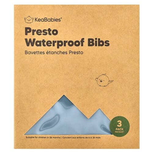 KeaBabies, Presto nepremokavé podbradníky, 6-36 mesiacov, bridlicové, 3 ks