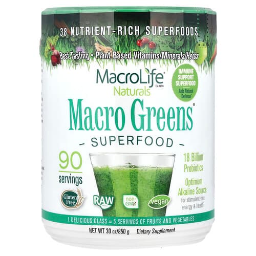 Macrolife Naturals, Macro Greens®, superpotravina, 850 g