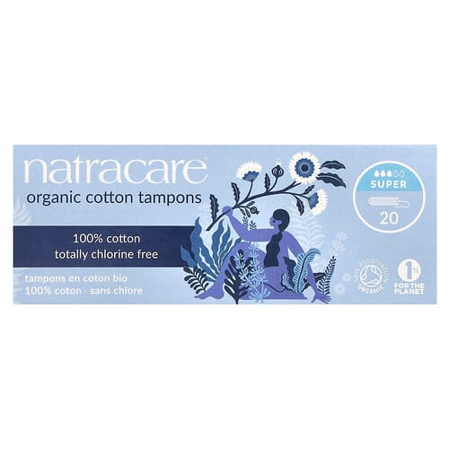 Natracare, Tampóny z organickej bavlny, Super, 20 tampónov