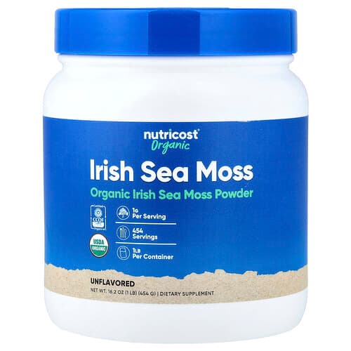 Nutricost, Organický prášok z írskej morskej machu, bez príchute, 454 g