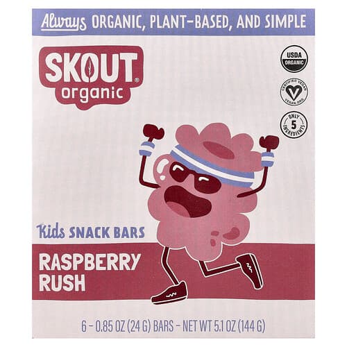 Skout Organic, Detské tyčinky, Malinová príchuť, 6 tyčiniek, každá po 24 g