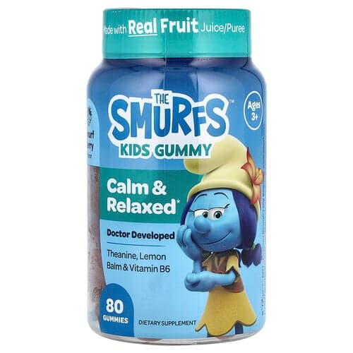 The Smurfs, Detské gumové cukríky, pokojné a uvoľnené, vek 3+, Šmolko s bobuľkami, 80 gumových cukríkov