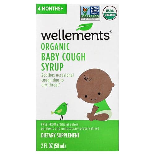 Wellements, Organický sirup proti kašľu pre bábätká, od 4 mesiacov, 58 ml